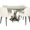 Harlow Dining Table (Hammered Polished Nickel) & Tang Dining Side Chairs