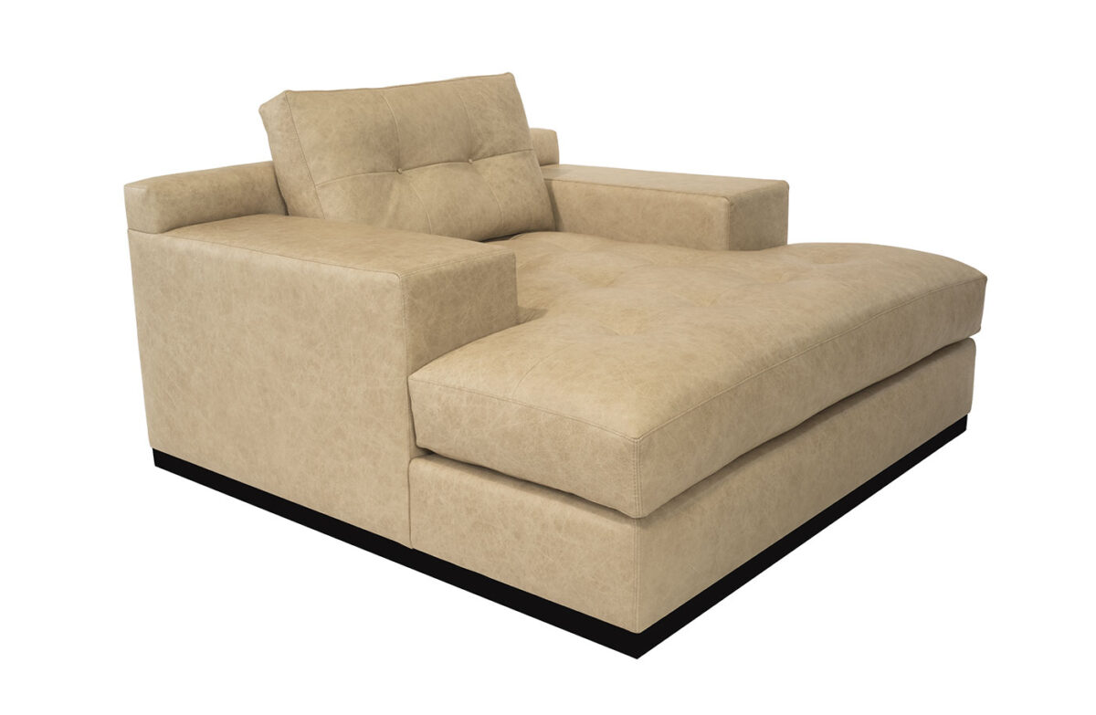 Koda (Wood Base) 2 Arm Chaise (Leather) - Image 2