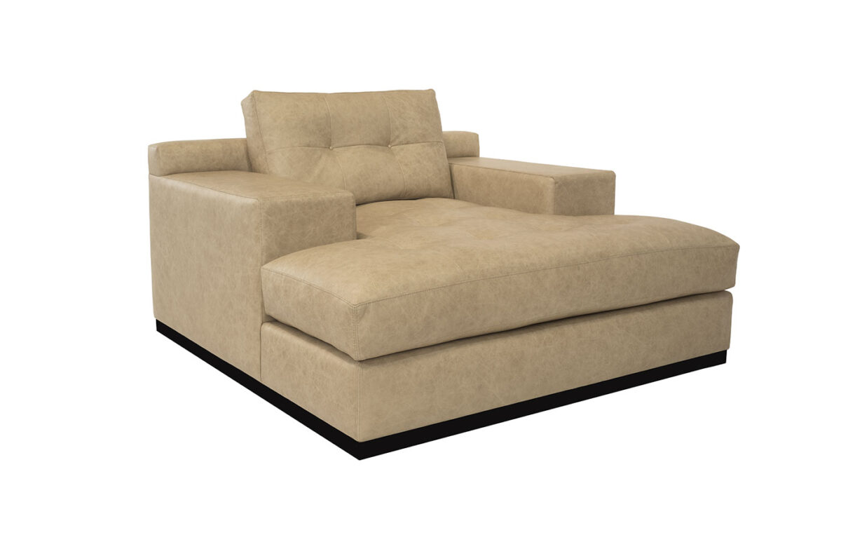 Koda (Wood Base) 2 Arm Chaise (Leather) - Image 4