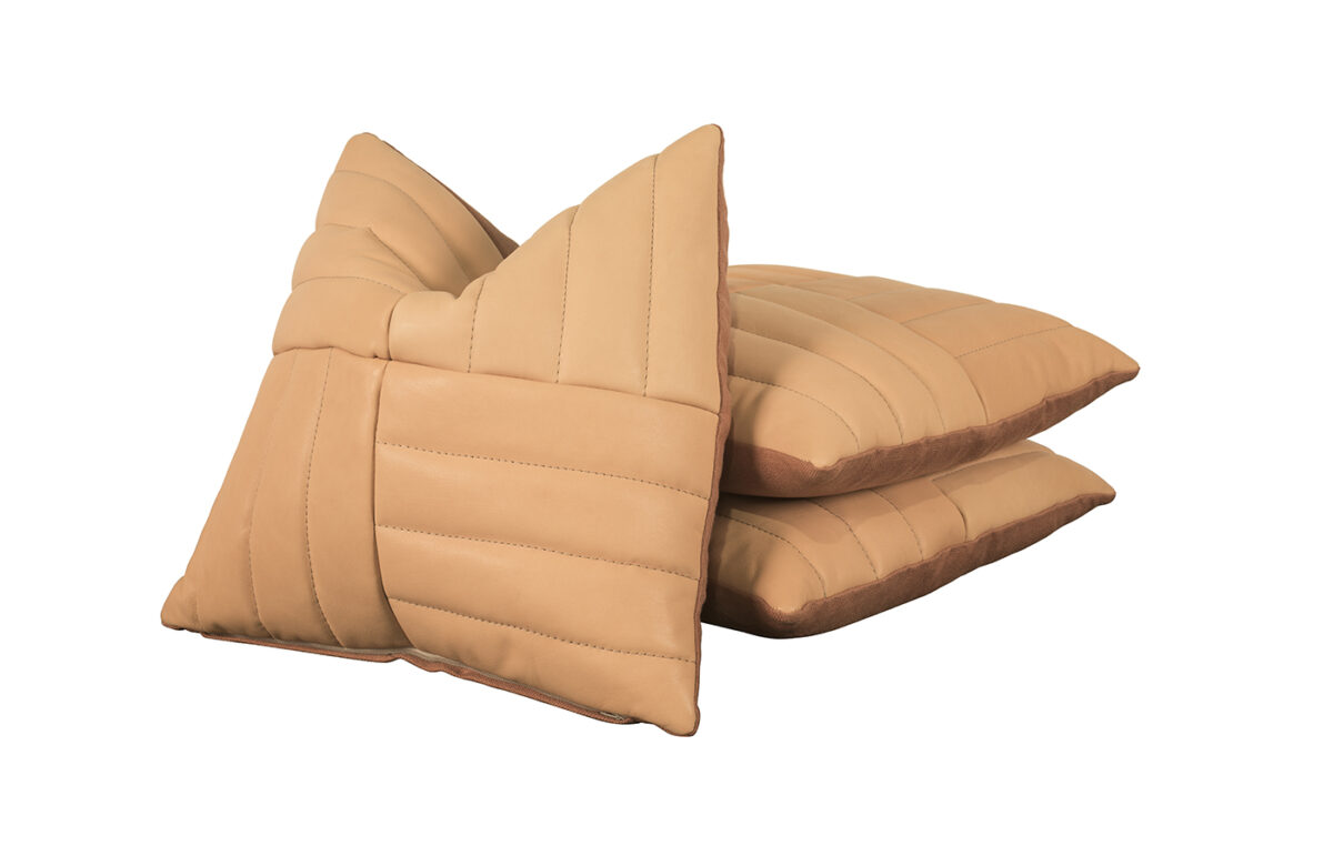 RC115 Pillow - Orange Leather / Tailored Linen Dahlia