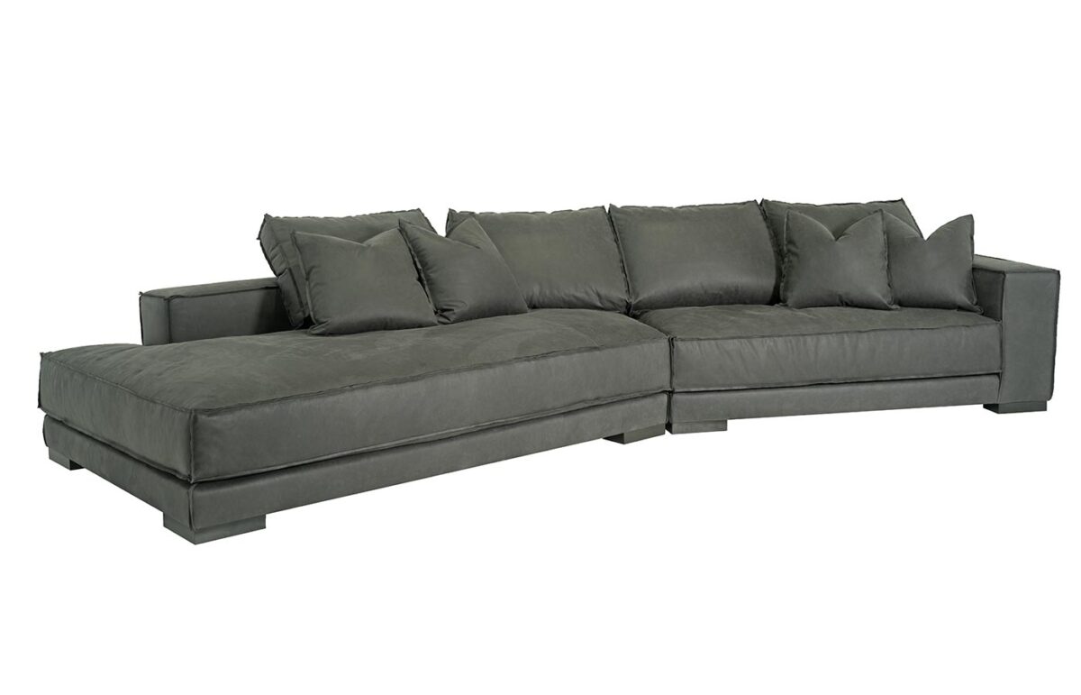 Hamptons (Wood Leg) Leather 2pc Angle Sectional  <span style="color: #ff0000;">New!</span>