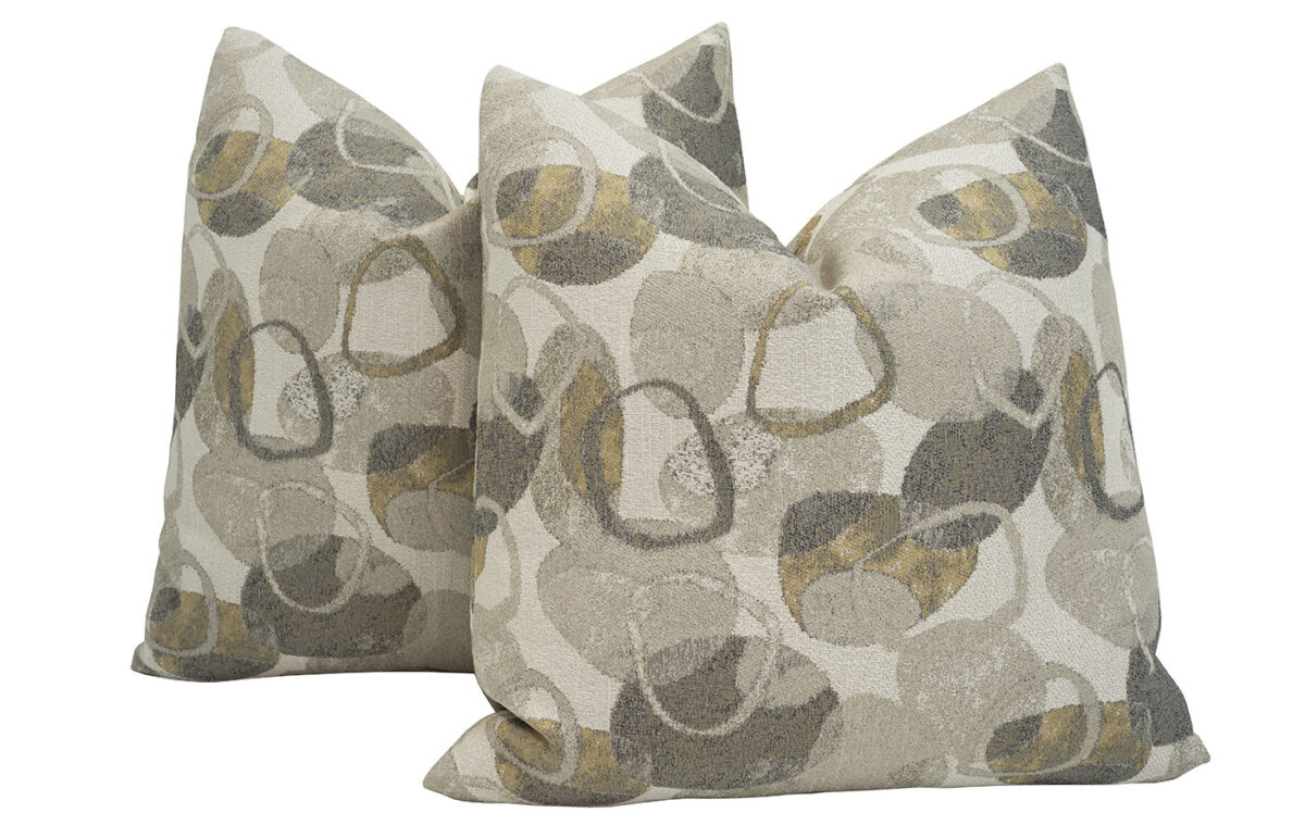 Set of 2 Accent Pillows 22" Sq. Pillows (Seeing Spots Grey)<br>$150 (Originally $660 retail)