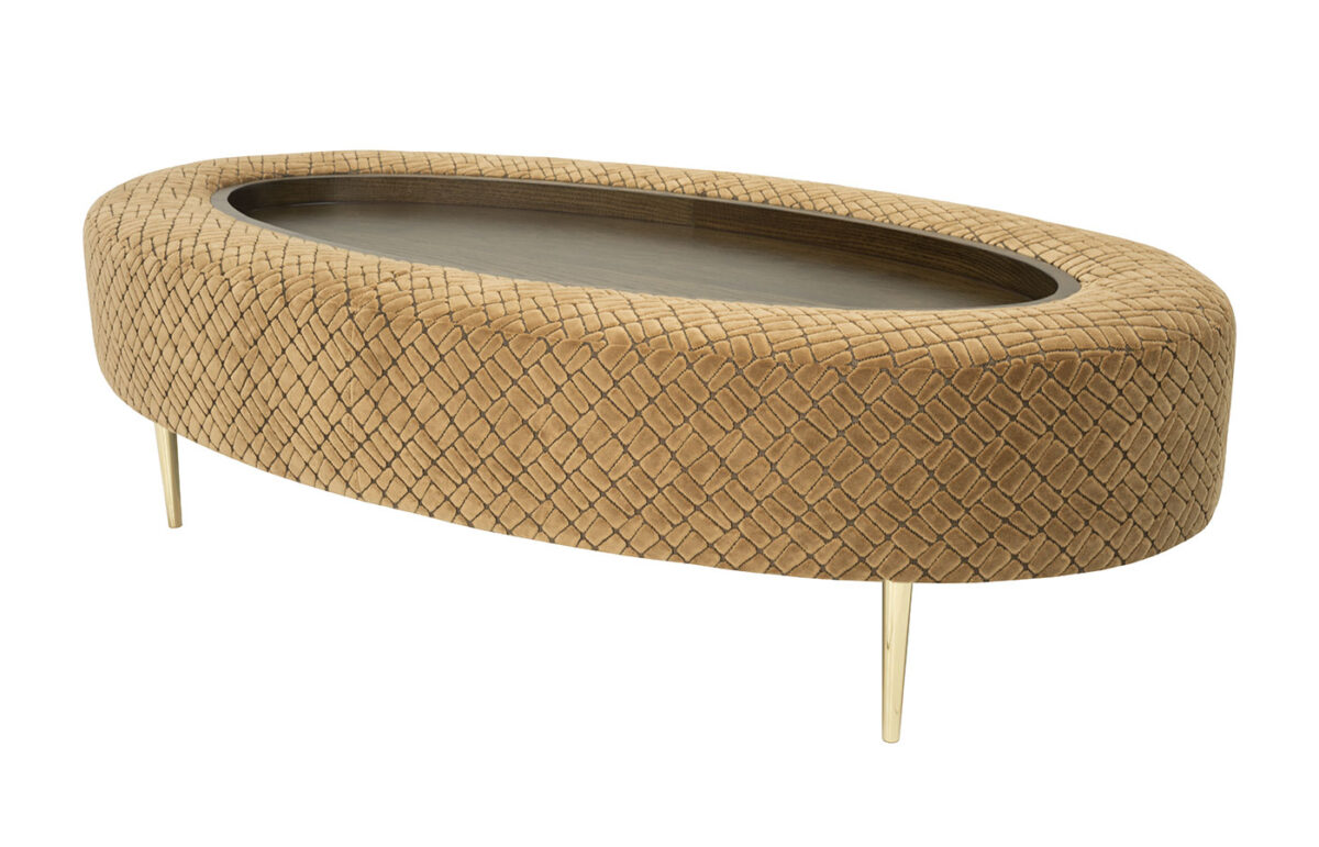 Leia (Brass Leg) Oval Cocktail Ottoman <span style="color: #ff0000;"> New!</span>