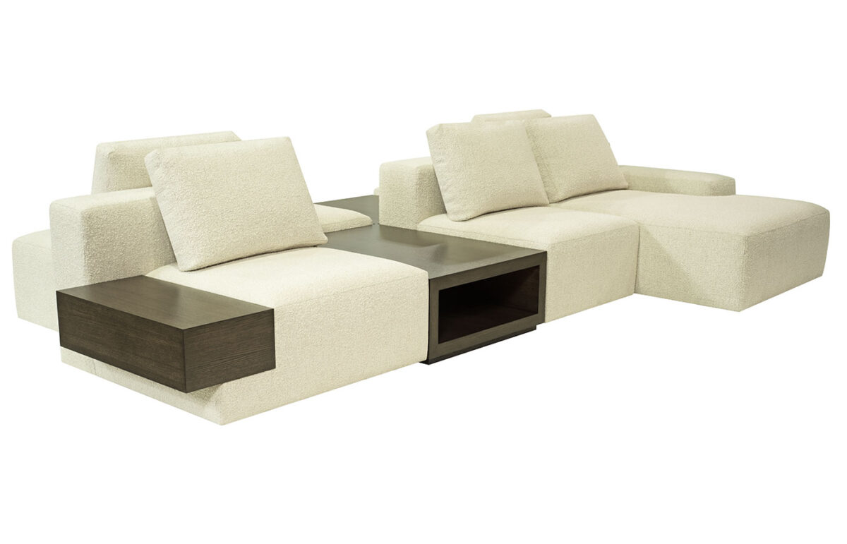 Environment 8pc Sectional (with Cocktail Tables, Wood Arm and Optional pillows above ottomans on back side of sectional) <span style="color: #ff0000;">New!</span>