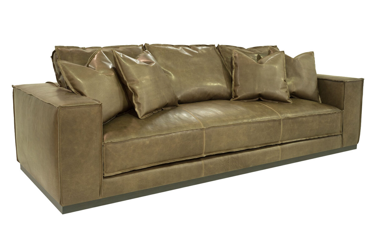Hamptons (Wood Base) Leather Sofa  <span style="color: #ff0000;">New!</span>