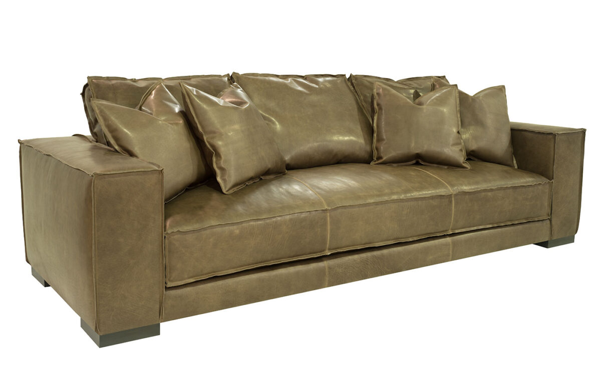 Hamptons (Wood Leg) Leather Sofa  <span style="color: #ff0000;">New!</span>
