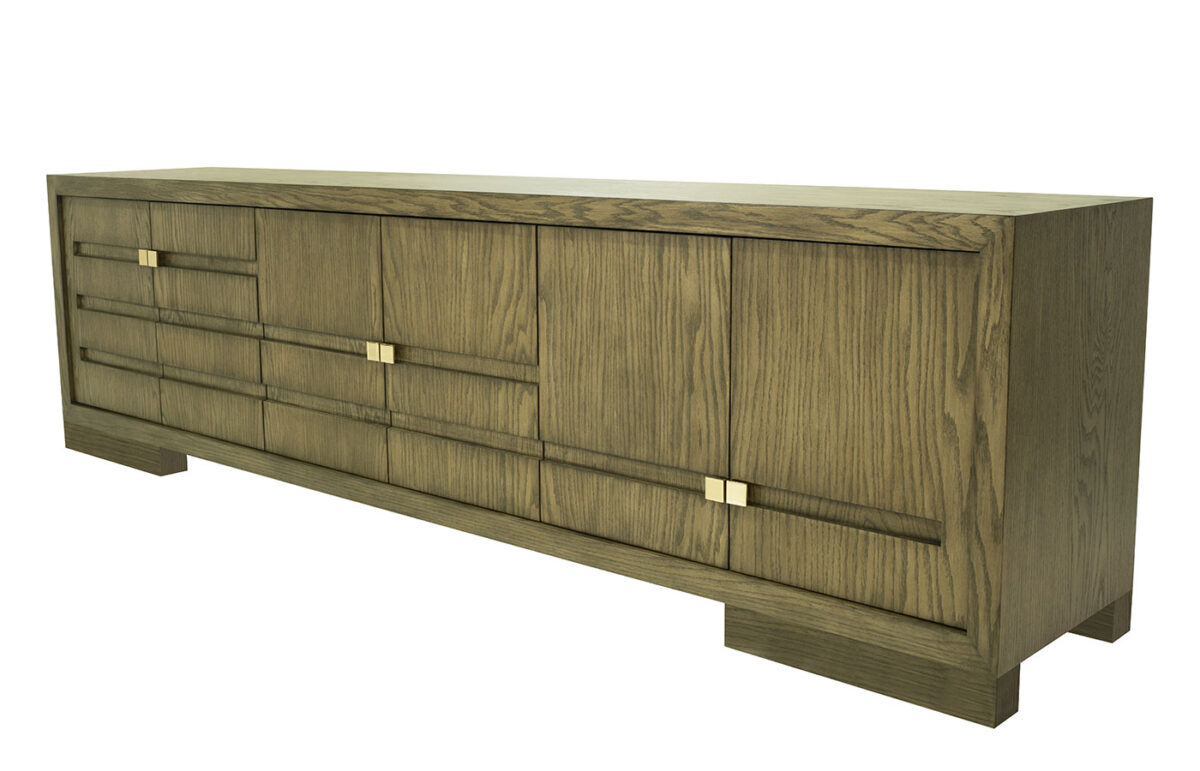Runway Credenza (Brass Hardware with Wood Legs) <span style="color: #ff0000;">New!</span>