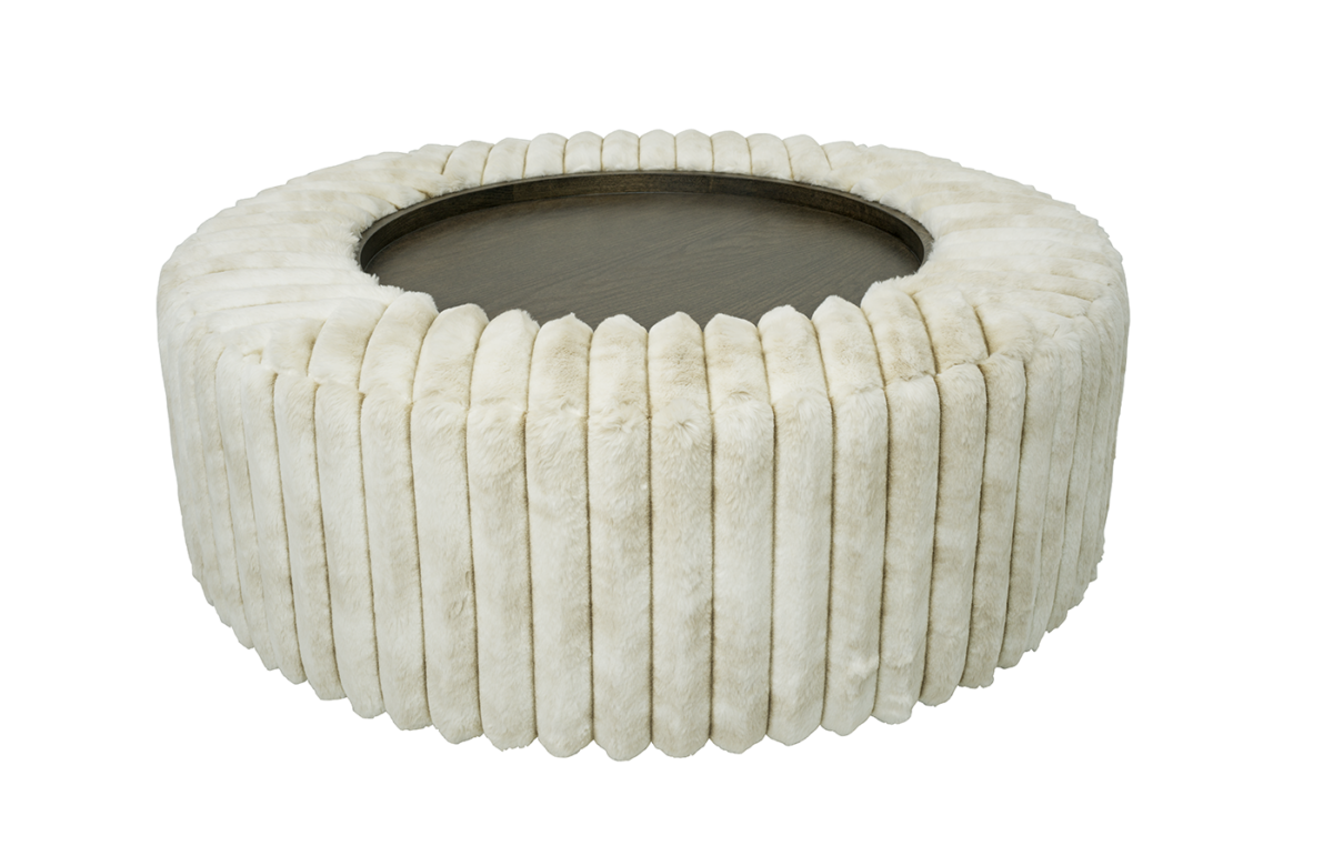 Zai Round Cocktail Ottoman (Fur) - Image 2