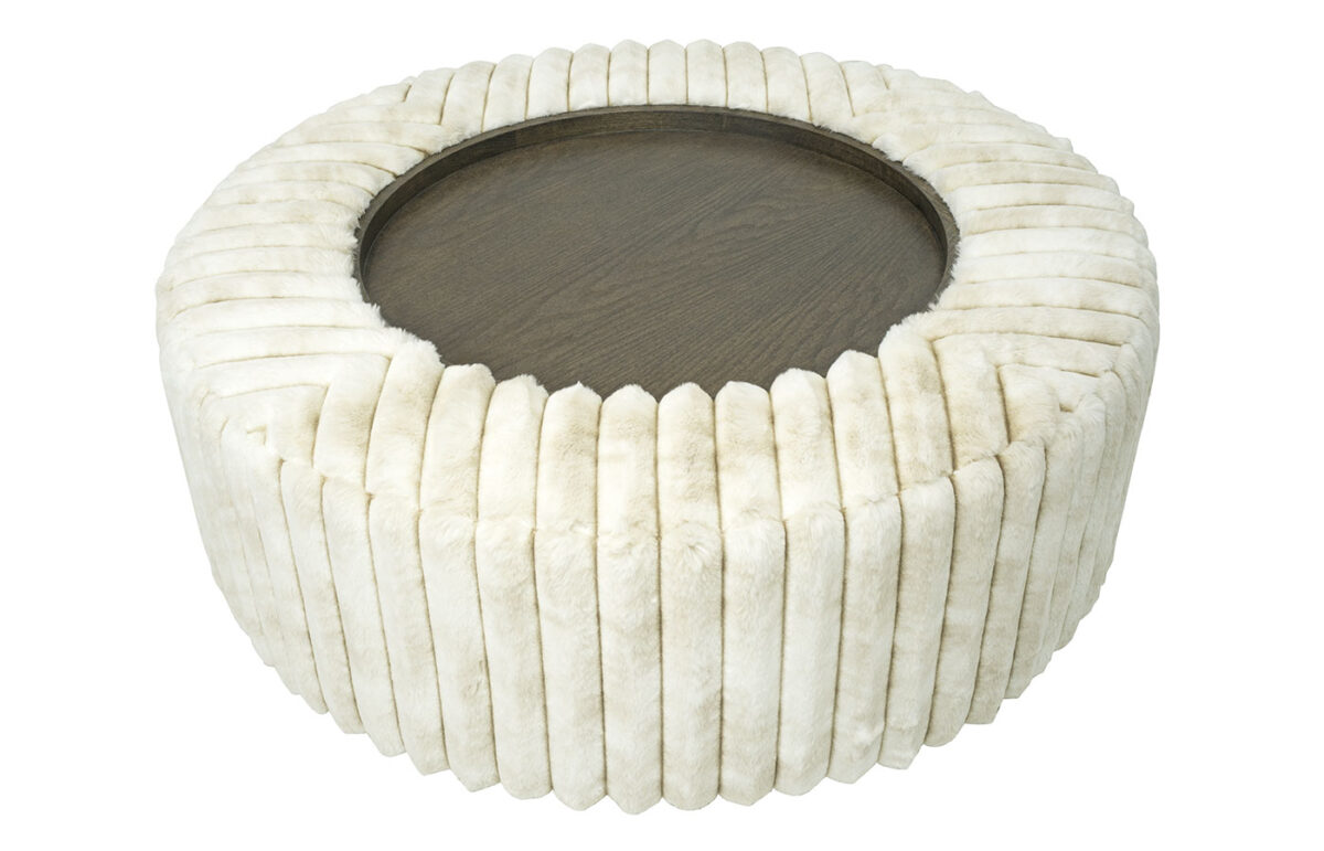 Zai Round Cocktail Ottoman (Fur)