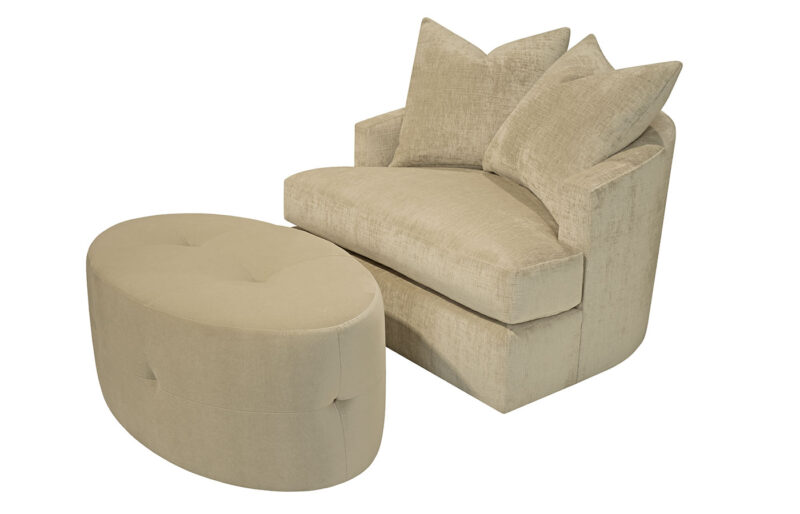 Carmen Swivel Chair & Aria Oval Ottoman (tufted) <span style="color: #ff0000;">New!</span>